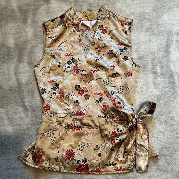 Xhilaration Floral Satin Wrap Top - Picture 8 of 15